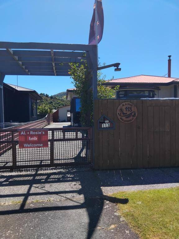 Entrance to Al and Rosies B+B on Marlborough Street in Greymouth, New Zealand